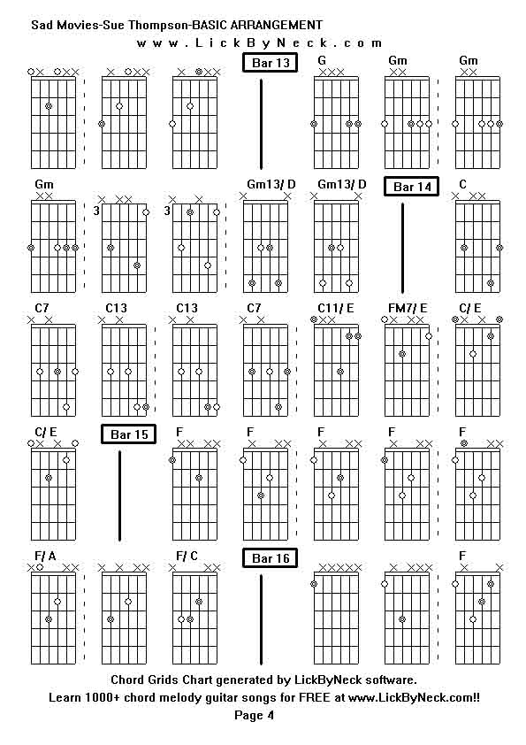 Chord Grids Chart of chord melody fingerstyle guitar song-Sad Movies-Sue Thompson-BASIC ARRANGEMENT,generated by LickByNeck software.